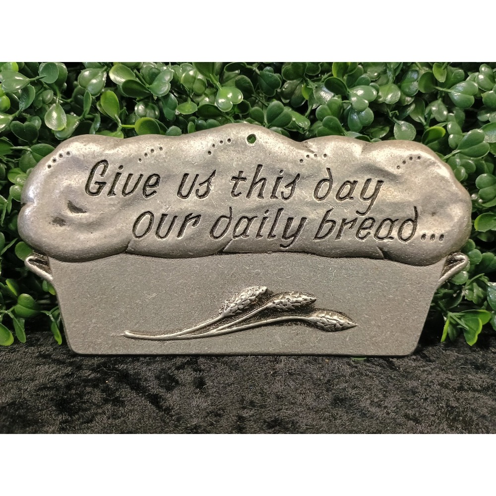 Carson Vintage Pewter Bread Warmer Give Us This Day Our Daily Bread Wheat Motif